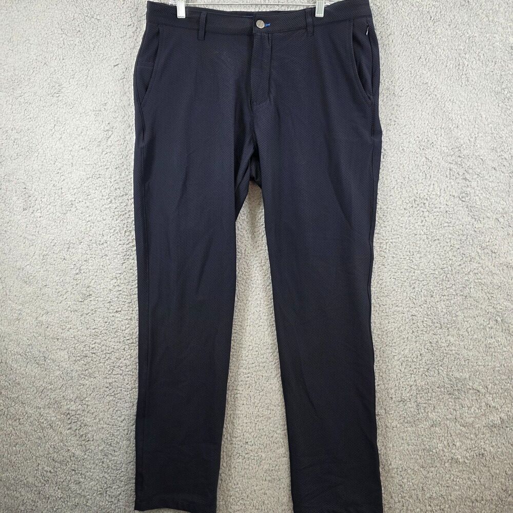 TWILLORY Men's Performance Blue Technical Fabric Tailored Fit Texture Size 36x34